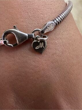 Pandora Sterling Silver Bracelet with Heart 'M' Charm